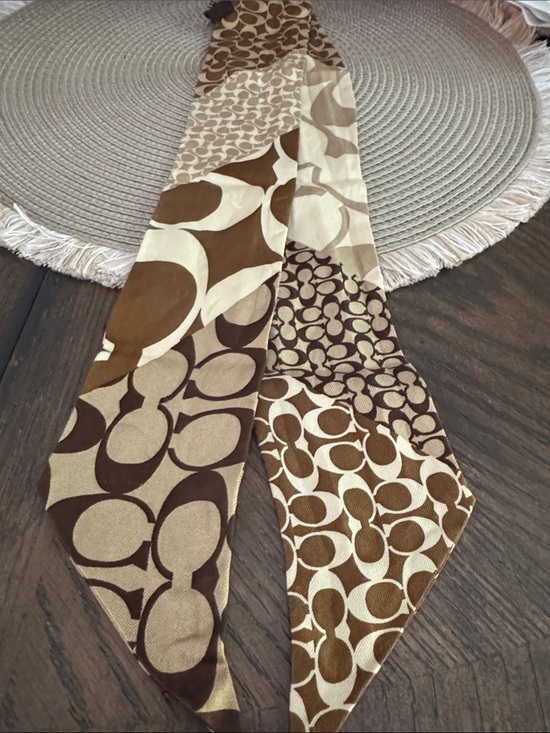Coach Accessories - Coach Signature Patchwork Twilly in Brown and Cream